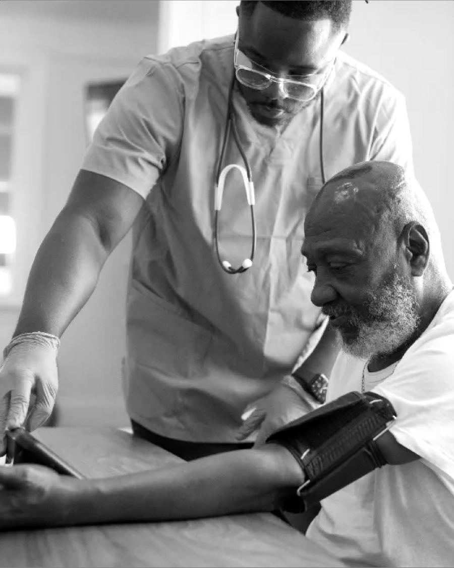 A Bluebirds Healthcare nurse with a client